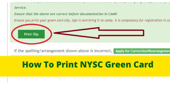 How to Print NYSC Green Card